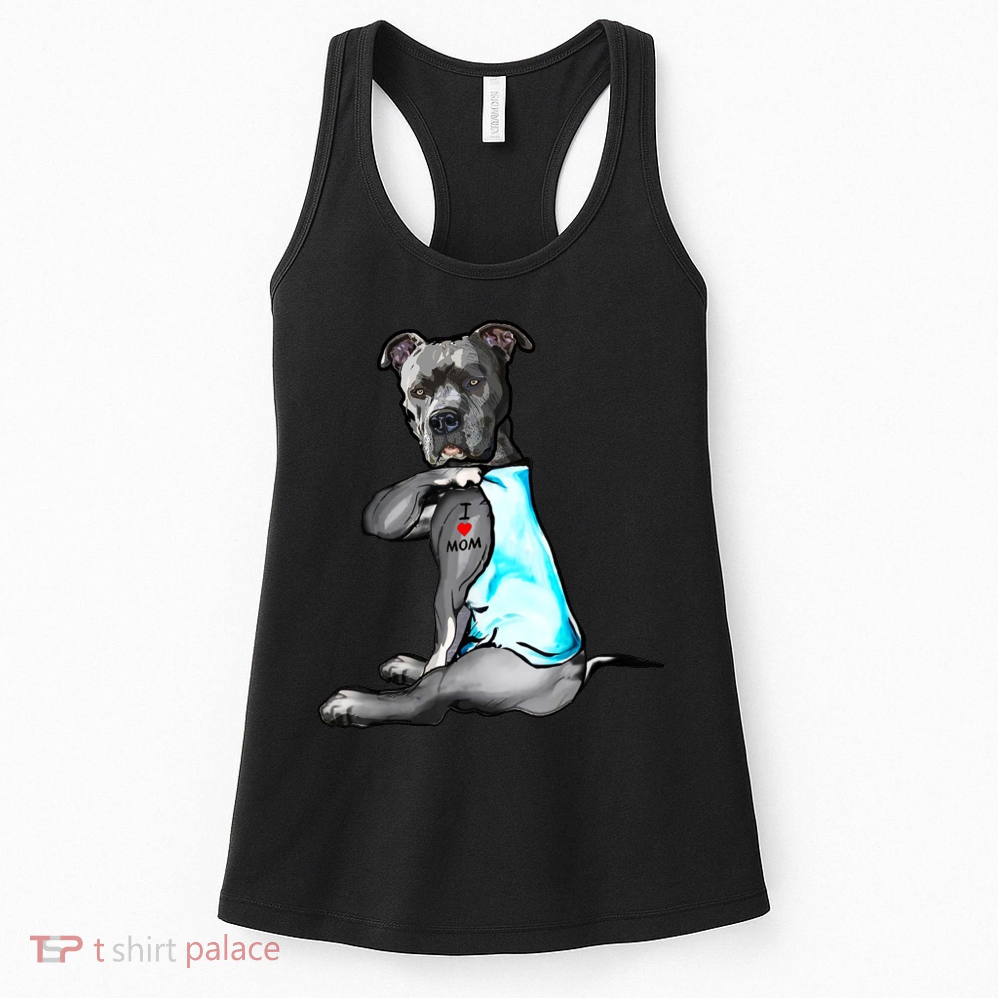 Pit Bull Tattoo I Love Mom Women's Tank Top