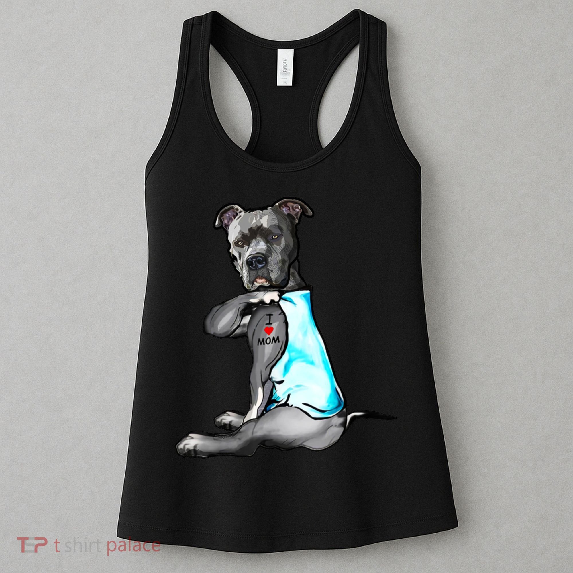Pit Bull Tattoo I Love Mom Women's Tank Top