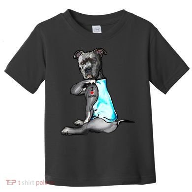 Pit Bull Tattoo I Love Mom Toddler T-Shirt