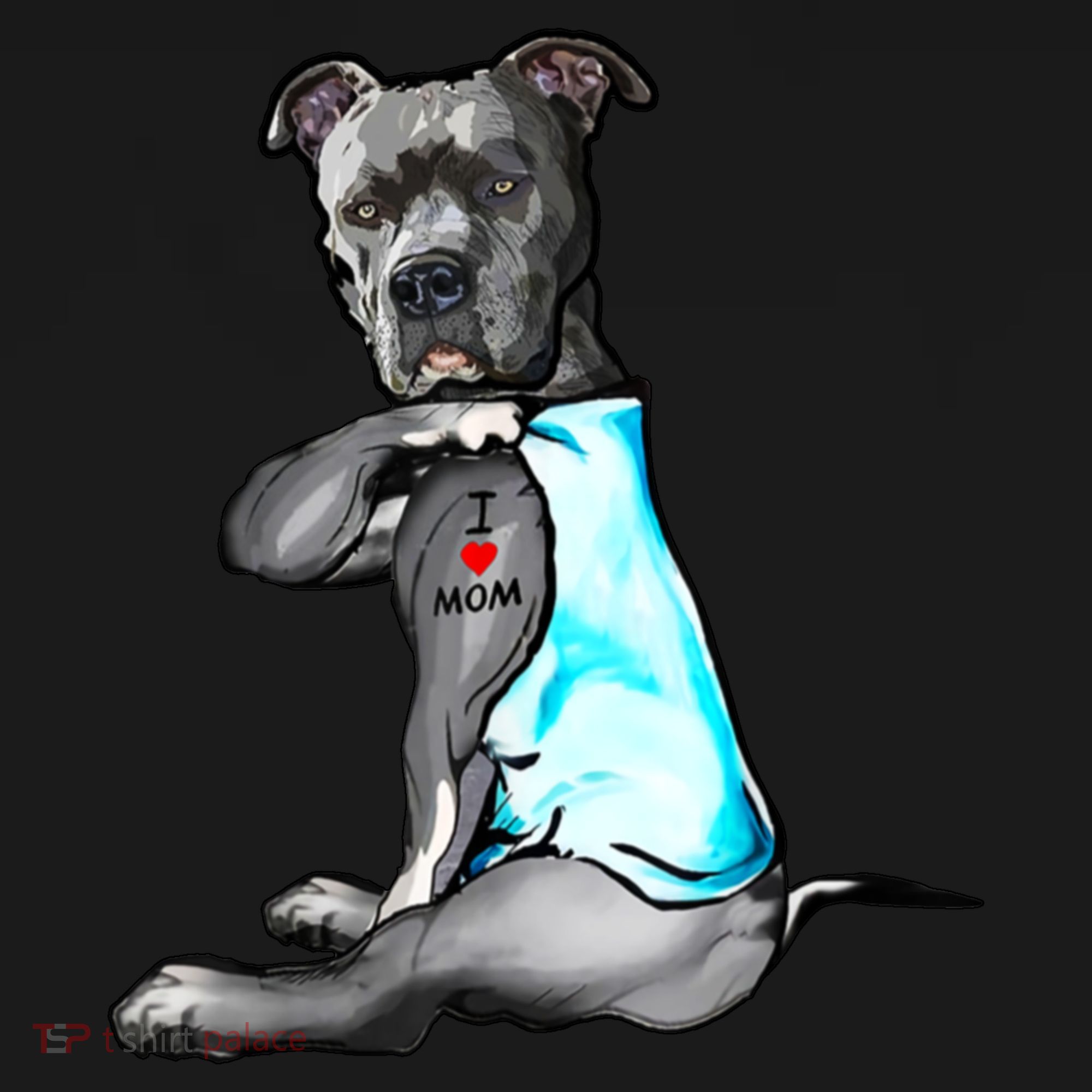 Pit Bull Tattoo I Love Mom Toddler T-Shirt