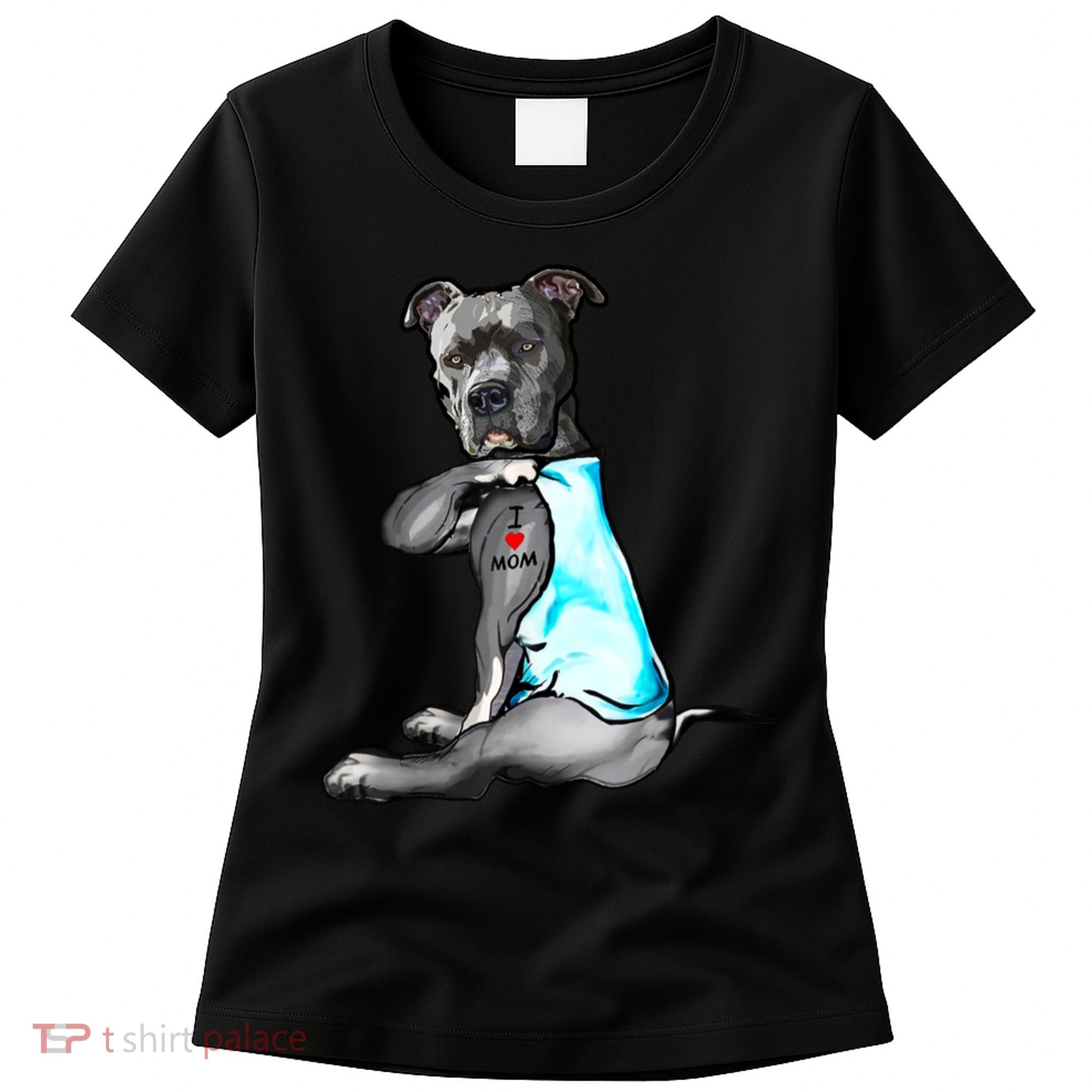 Pit Bull Tattoo I Love Mom Women's T-Shirt