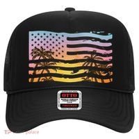 Patriotic Beach Usa Tropical Flag Hat thumb 0