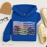 Patriotic Beach Usa Tropical Flag Hoodie thumb 4