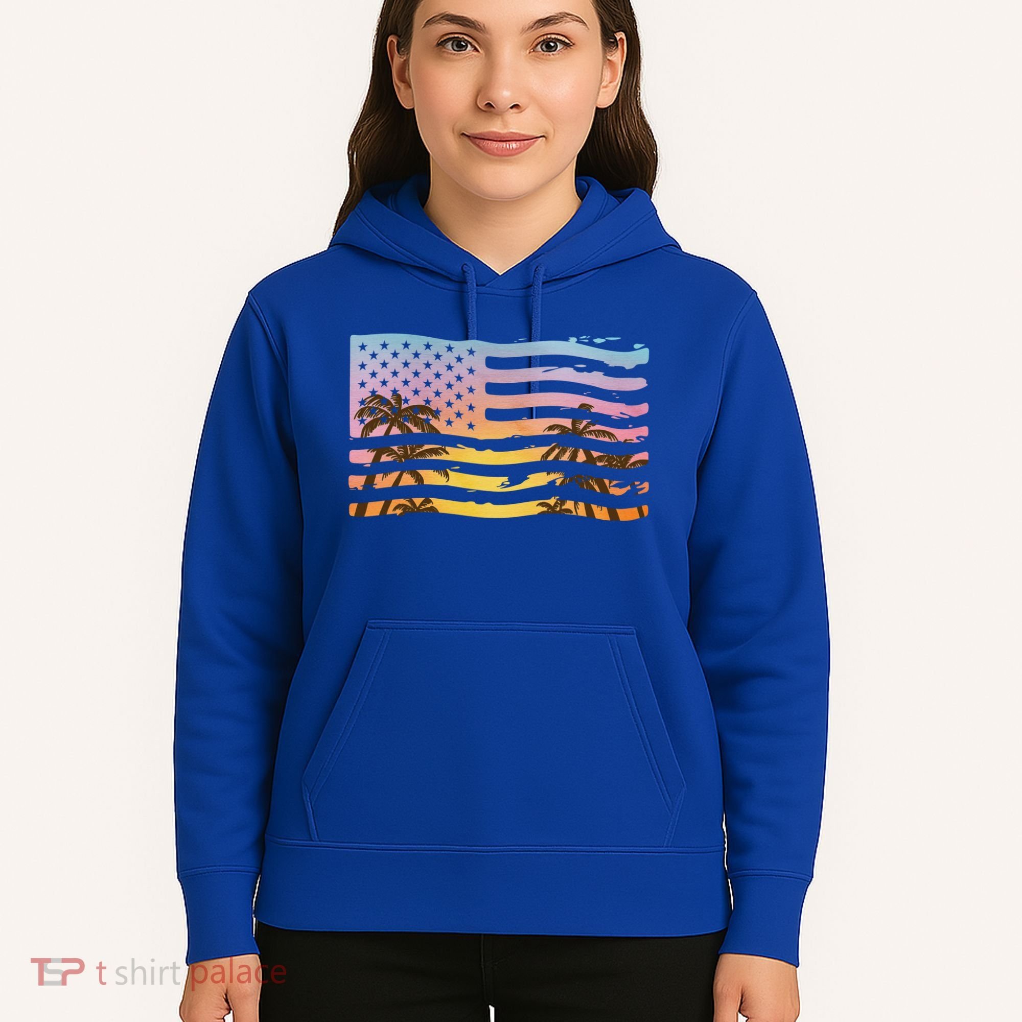 Patriotic Beach Usa Tropical Flag Hoodie