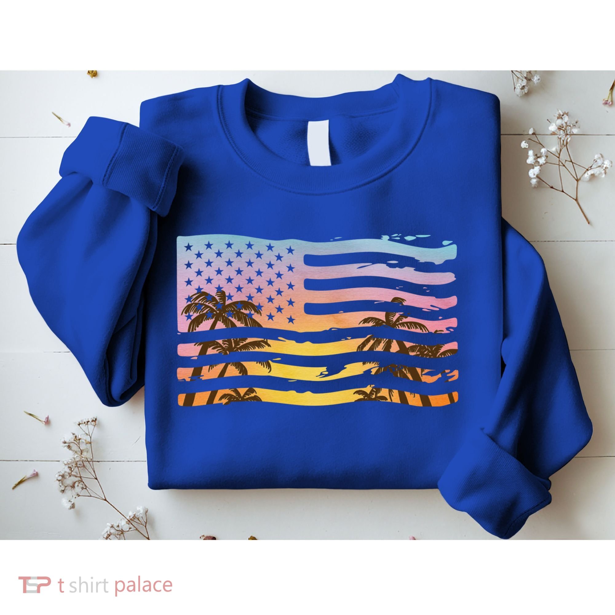 Patriotic Beach Usa Tropical Flag Sweatshirt