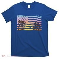 Patriotic Beach Usa Tropical Flag T-Shirt thumb 0