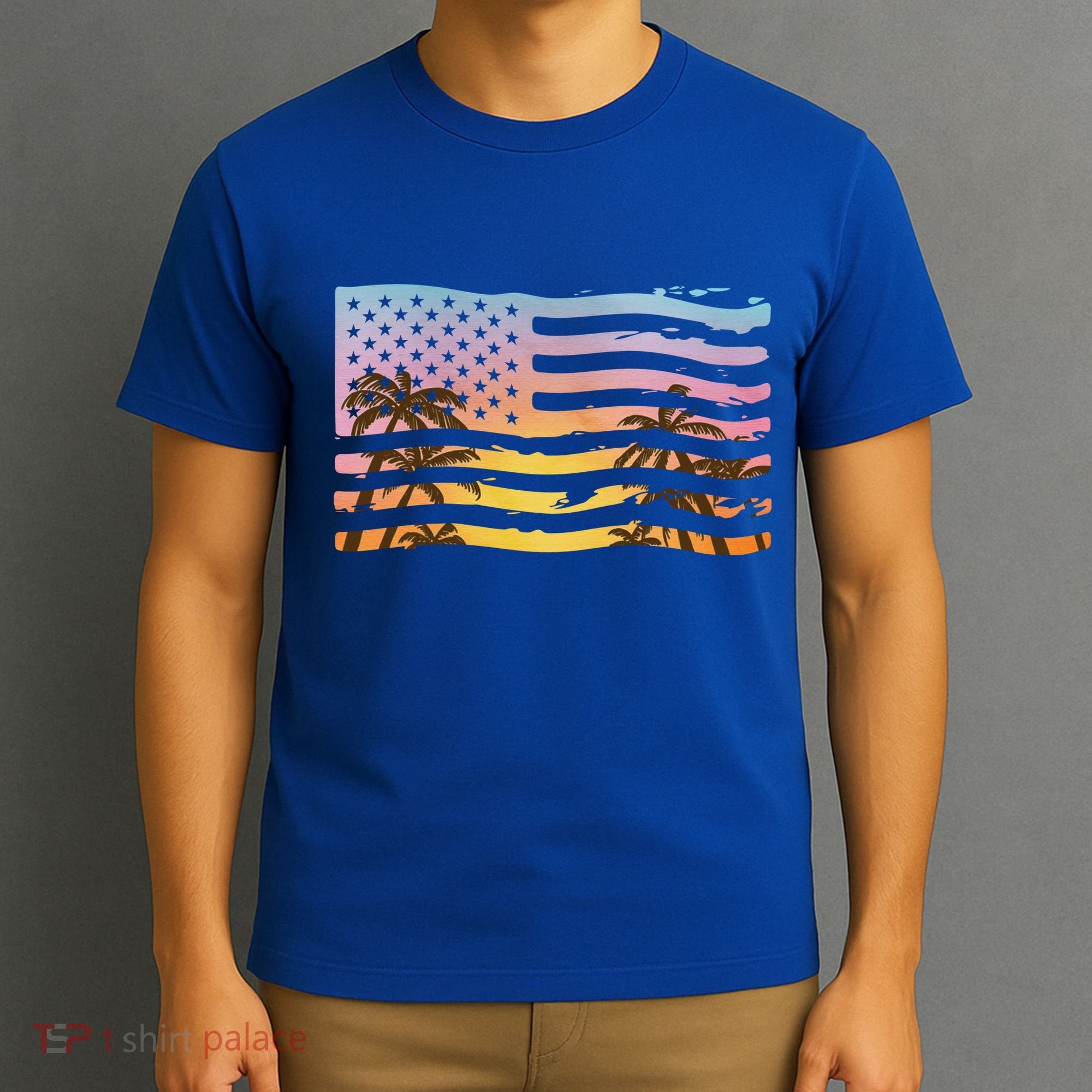 Patriotic Beach Usa Tropical Flag T-Shirt