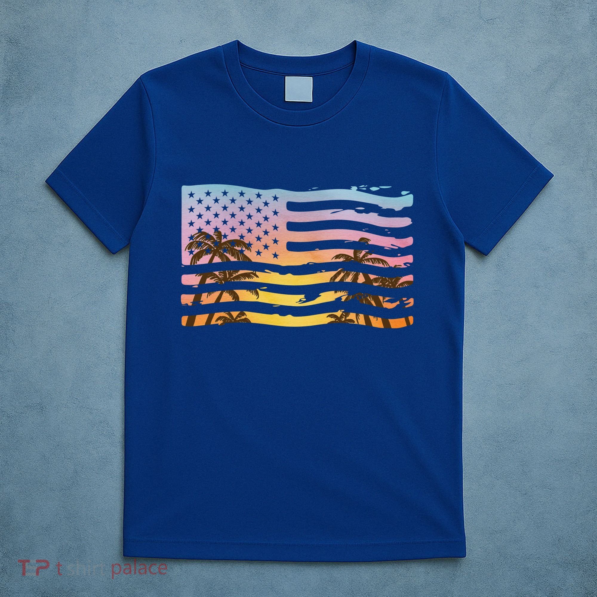 Patriotic Beach Usa Tropical Flag T-Shirt