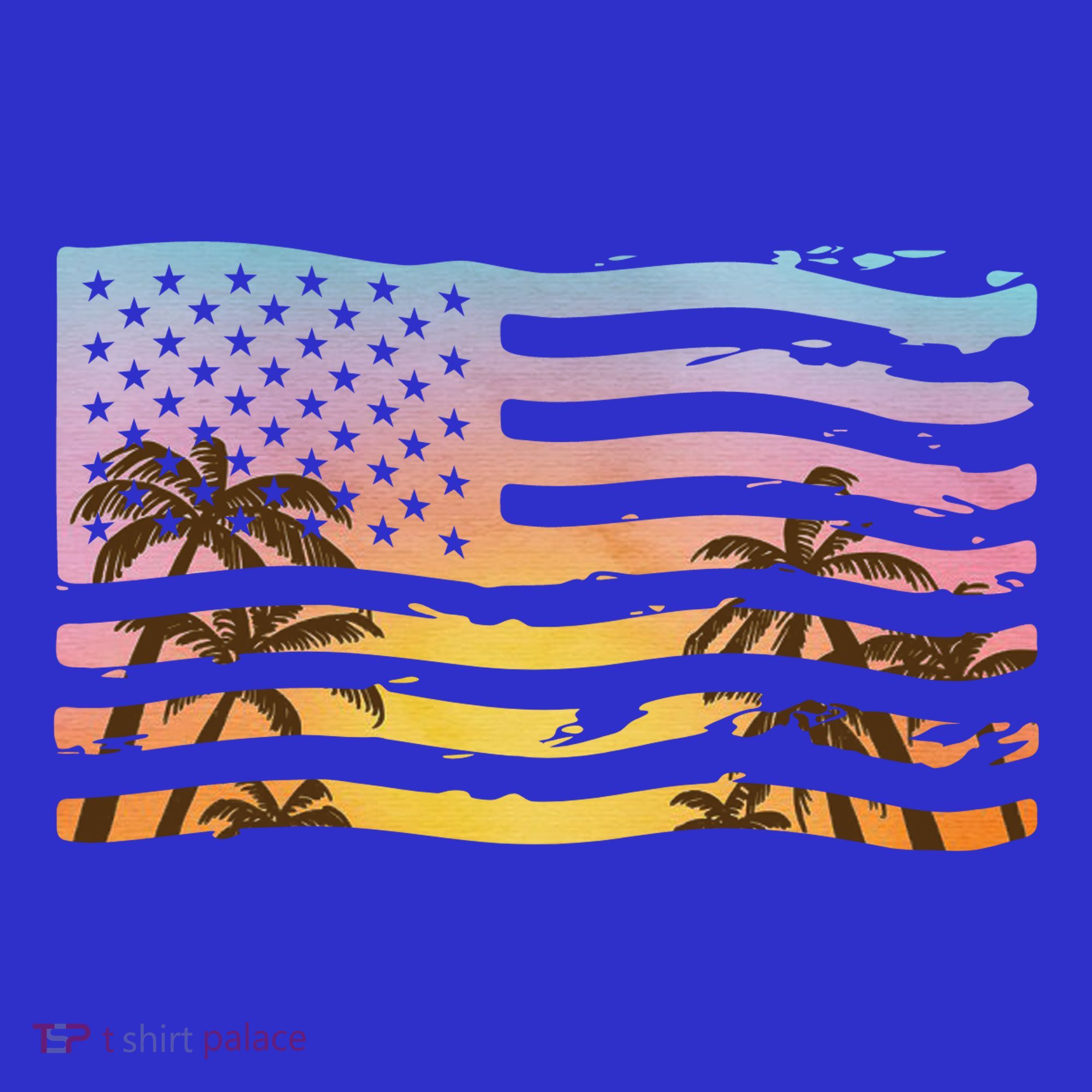 Patriotic Beach Usa Tropical Flag T-Shirt