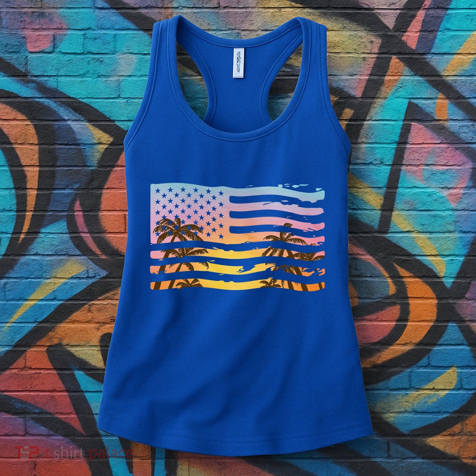 Patriotic Beach Usa Tropical Flag Women's Tank Top