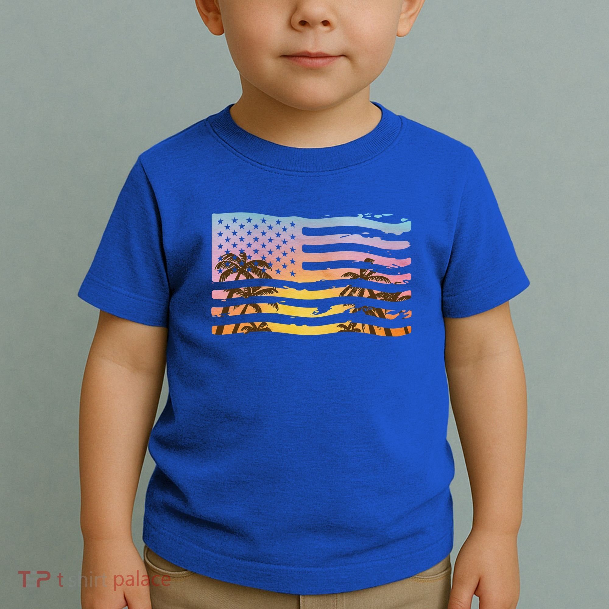 Patriotic Beach Usa Tropical Flag Toddler T-Shirt