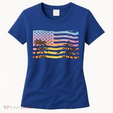 Patriotic Beach Usa Tropical Flag Women's T-Shirt