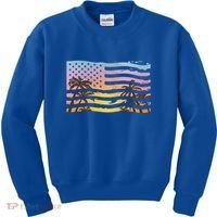 Patriotic Beach Usa Tropical Flag Kids Sweatshirt thumb 0