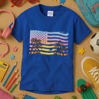 Patriotic Beach Usa Tropical Flag Kids T-Shirt thumb 3