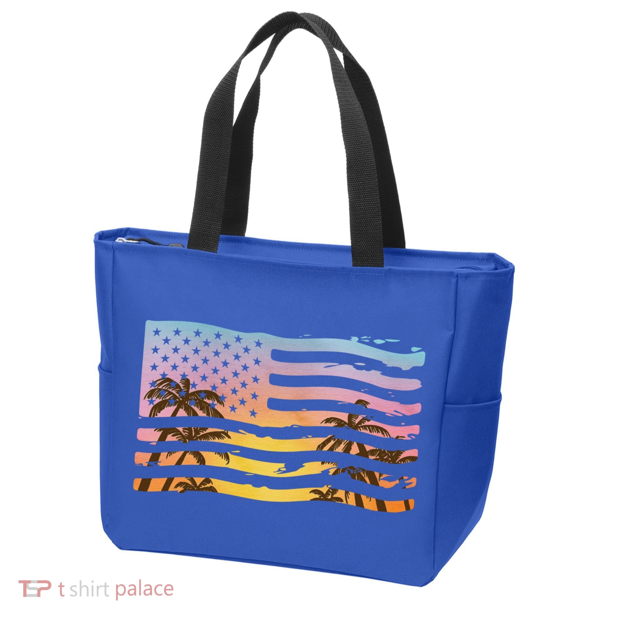 Patriotic Beach Usa Tropical Flag Tote Bag
