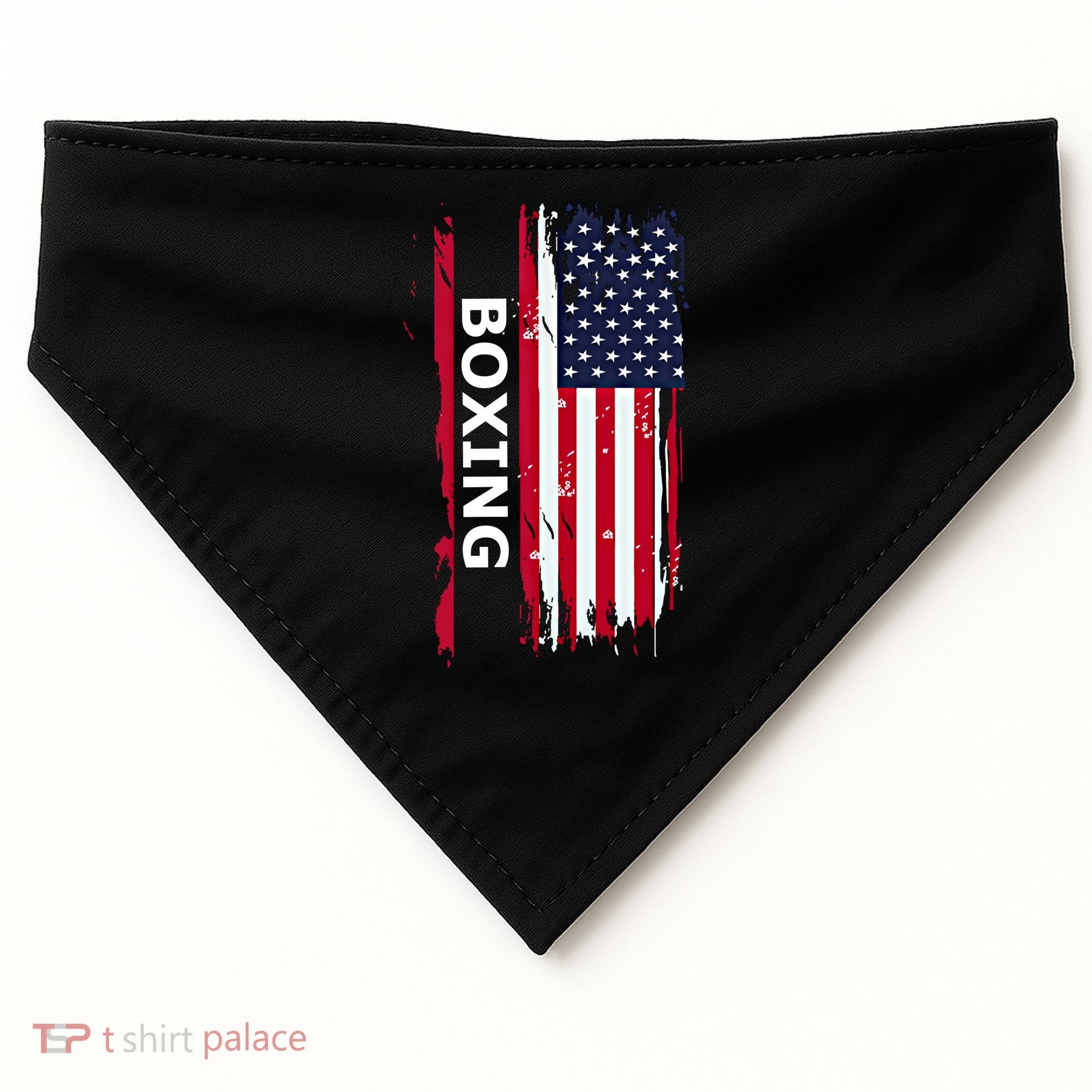 Patriotic Boxing Usa Flag Boxing Gift Black Small USA-Made Doggie Bandana