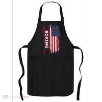 Patriotic Boxing Usa Flag Boxing Gift Black Small Apron thumb 0