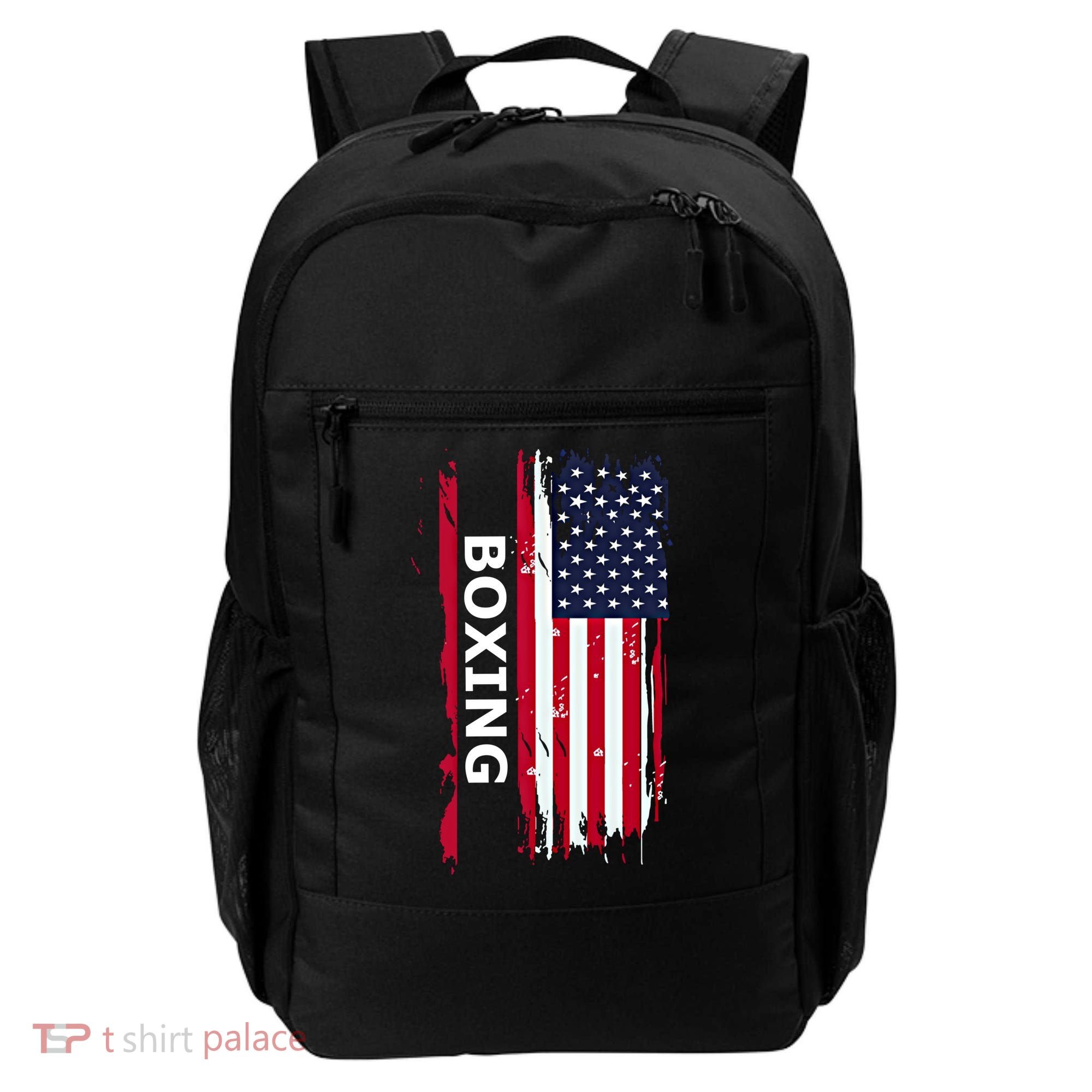 Patriotic Boxing Usa Flag Boxing Gift Black Small Backpack