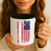 Patriotic Boxing Usa Flag Boxing Gift Black Small Coffee Mug thumb 3