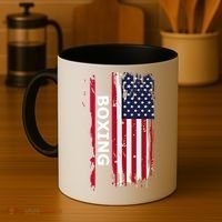 Patriotic Boxing Usa Flag Boxing Gift Black Small Coffee Mug thumb 4