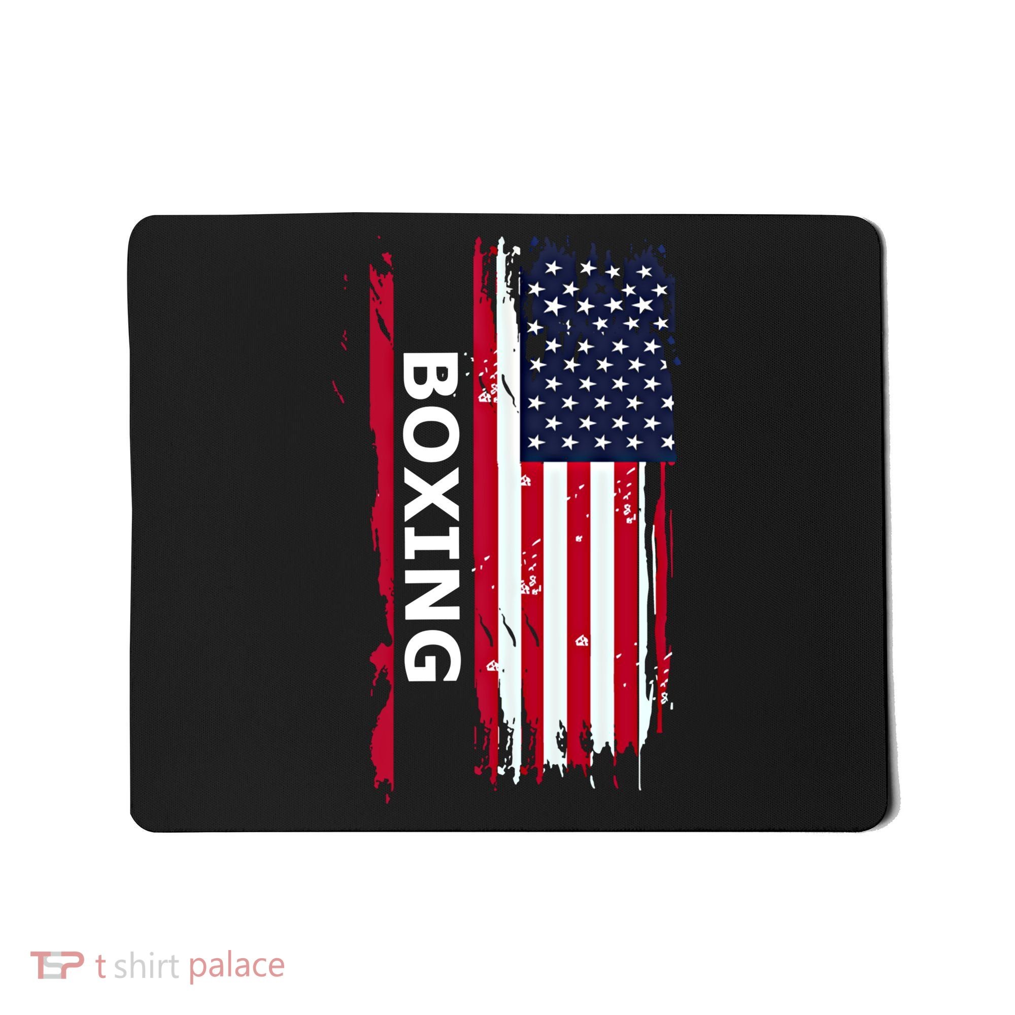 Patriotic Boxing Usa Flag Boxing Gift Black Small Mousepad