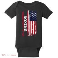 Patriotic Boxing Usa Flag Boxing Gift Black Small Baby Bodysuit thumb 0