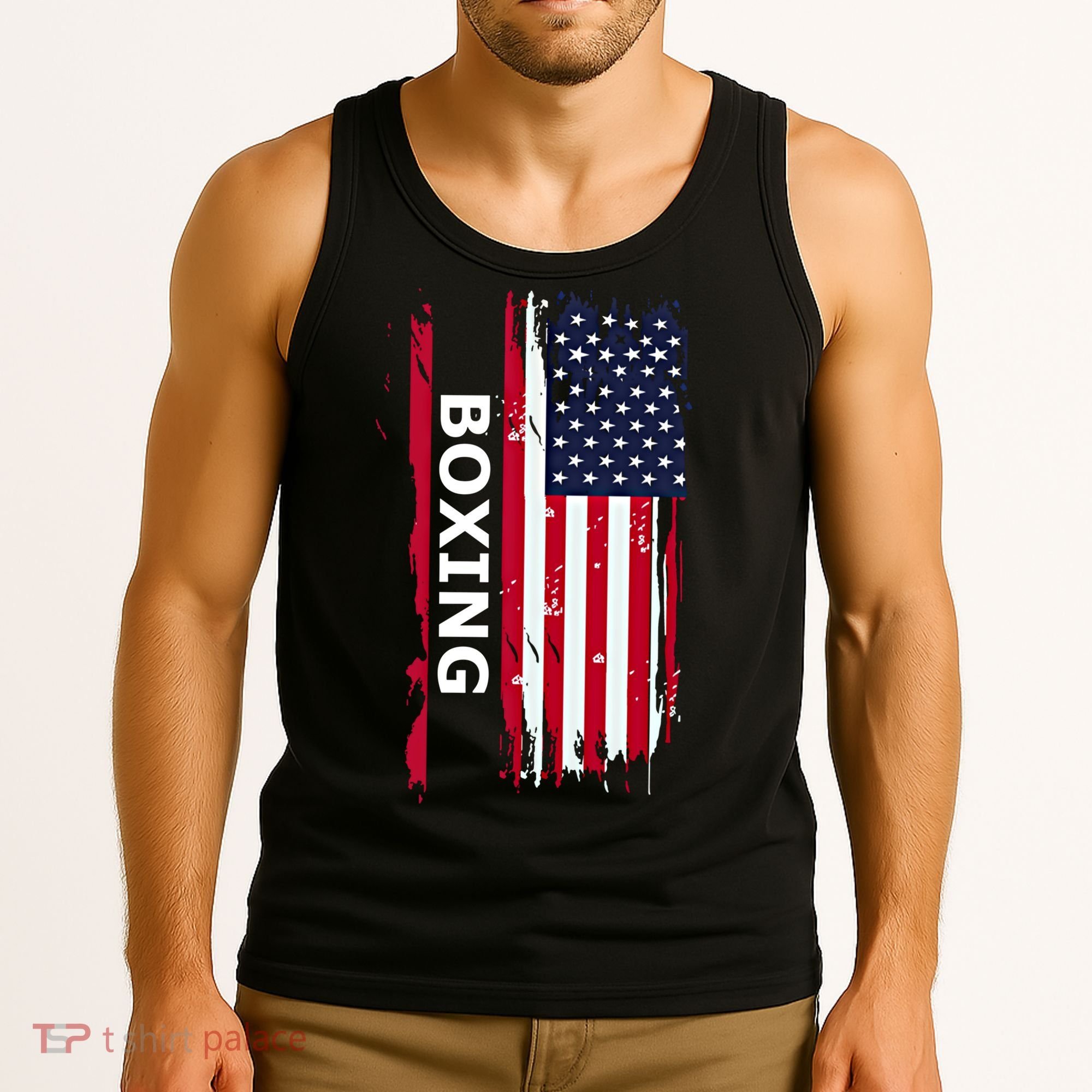 Patriotic Boxing Usa Flag Boxing Gift Black Small Tank Top