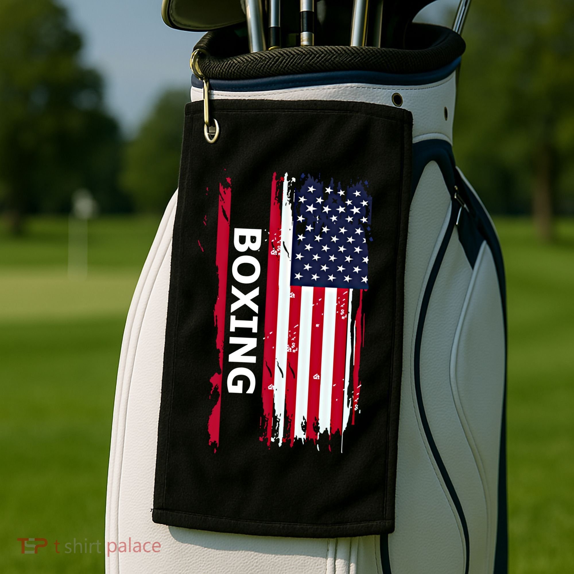 Patriotic Boxing Usa Flag Boxing Gift Black Small Golf Towel