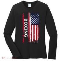 Patriotic Boxing Usa Flag Boxing Gift Black Small Women's Long Sleeve Shirt thumb 0