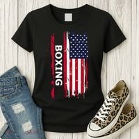 Patriotic Boxing Usa Flag Boxing Gift Black Small Women's T-Shirt thumb 3