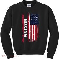 Patriotic Boxing Usa Flag Boxing Gift Black Small Kids Sweatshirt thumb 0