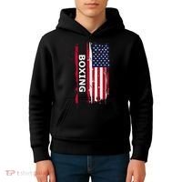 Patriotic Boxing Usa Flag Boxing Gift Black Small Kids Hoodie thumb 4
