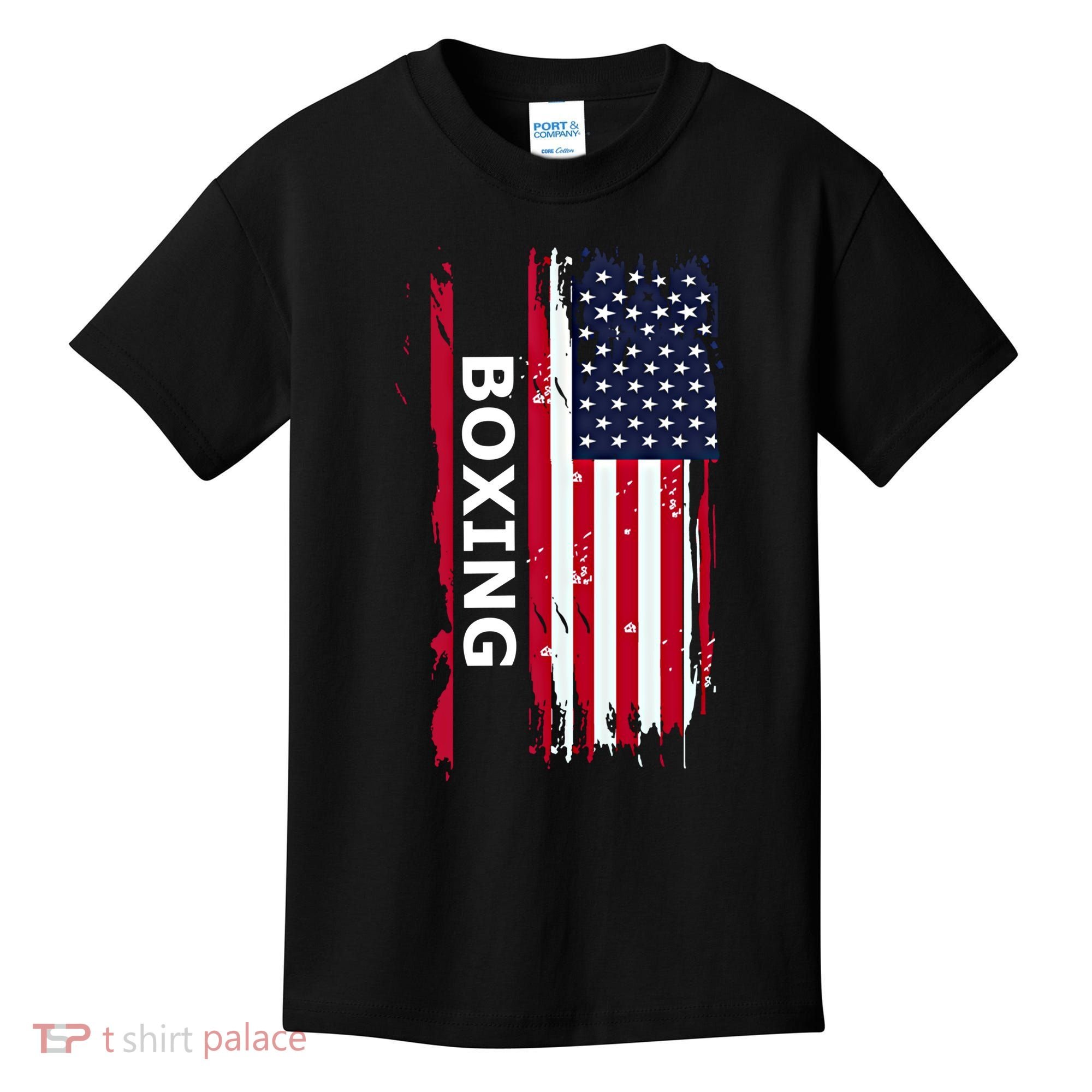 Patriotic Boxing Usa Flag Boxing Gift Black Small Kids T-Shirt