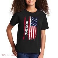 Patriotic Boxing Usa Flag Boxing Gift Black Small Kids T-Shirt thumb 2