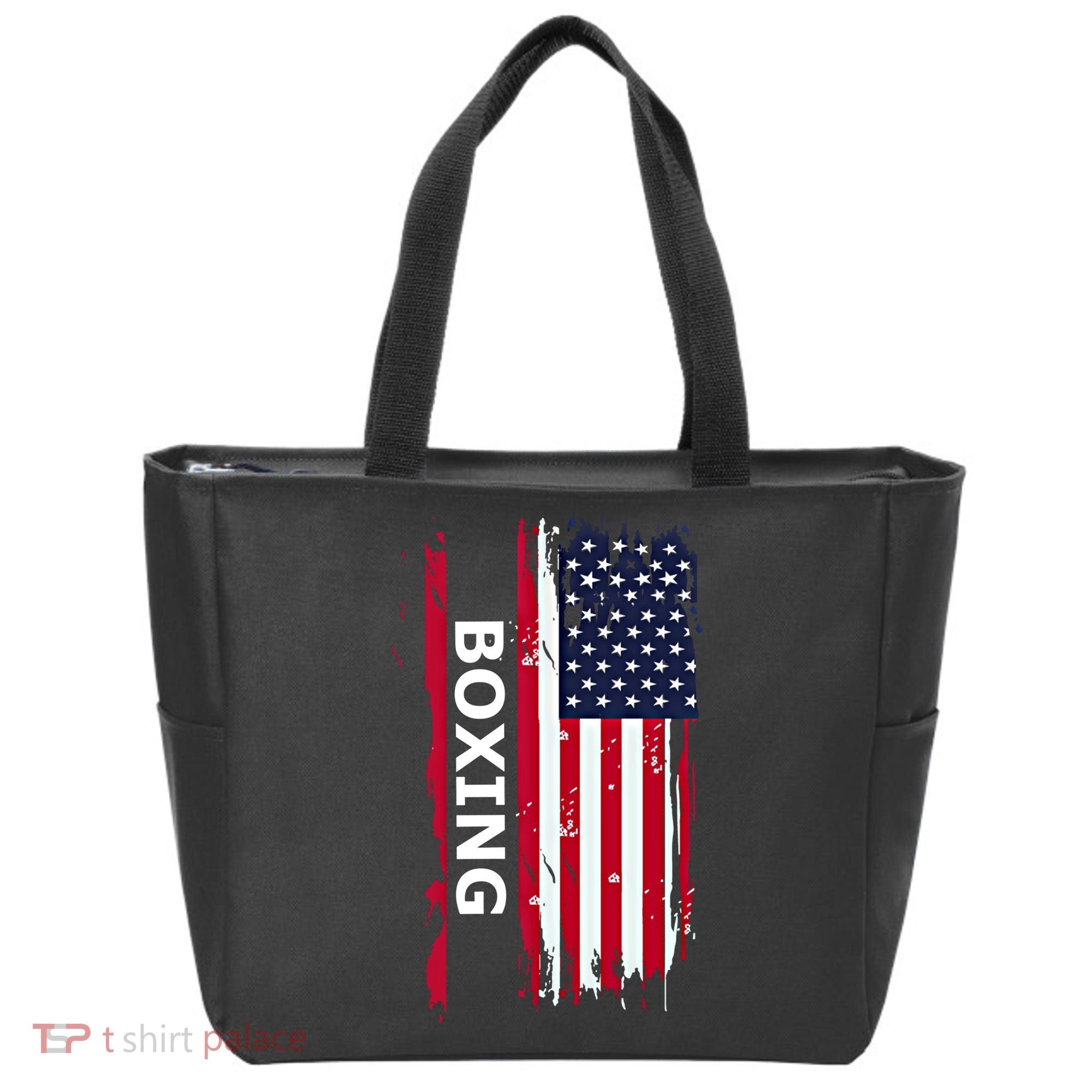 Patriotic Boxing Usa Flag Boxing Gift Black Small Tote Bag