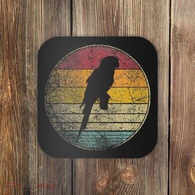 Parrot Bird Vintage Distressed Retro Style Silhouette 70s Coaster