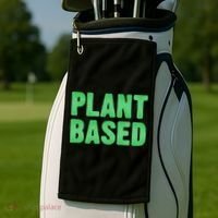 Plant Based Vegan Funny Vegetarian Saying Gift Cool Gift Golf Towel thumb 2