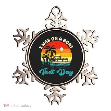 Ponton Boat Vintage Retro I Was On A Boat That Day Ornament