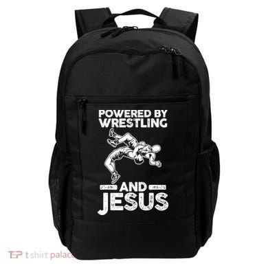 Powered By Wrestling And Jesus Backpack