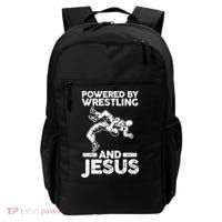 Powered By Wrestling And Jesus Backpack thumb 0