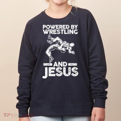 Powered By Wrestling And Jesus Women's Sweatshirt
