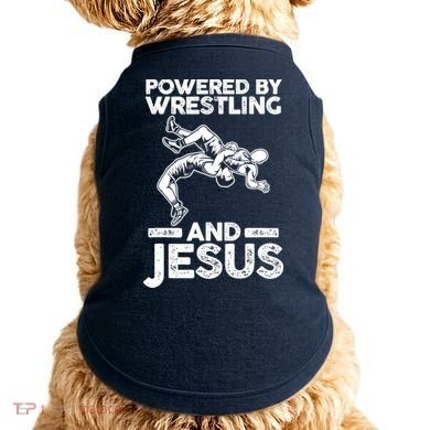 Powered By Wrestling And Jesus Doggie Tank