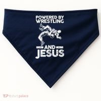 Powered By Wrestling And Jesus USA-Made Doggie Bandana thumb 0