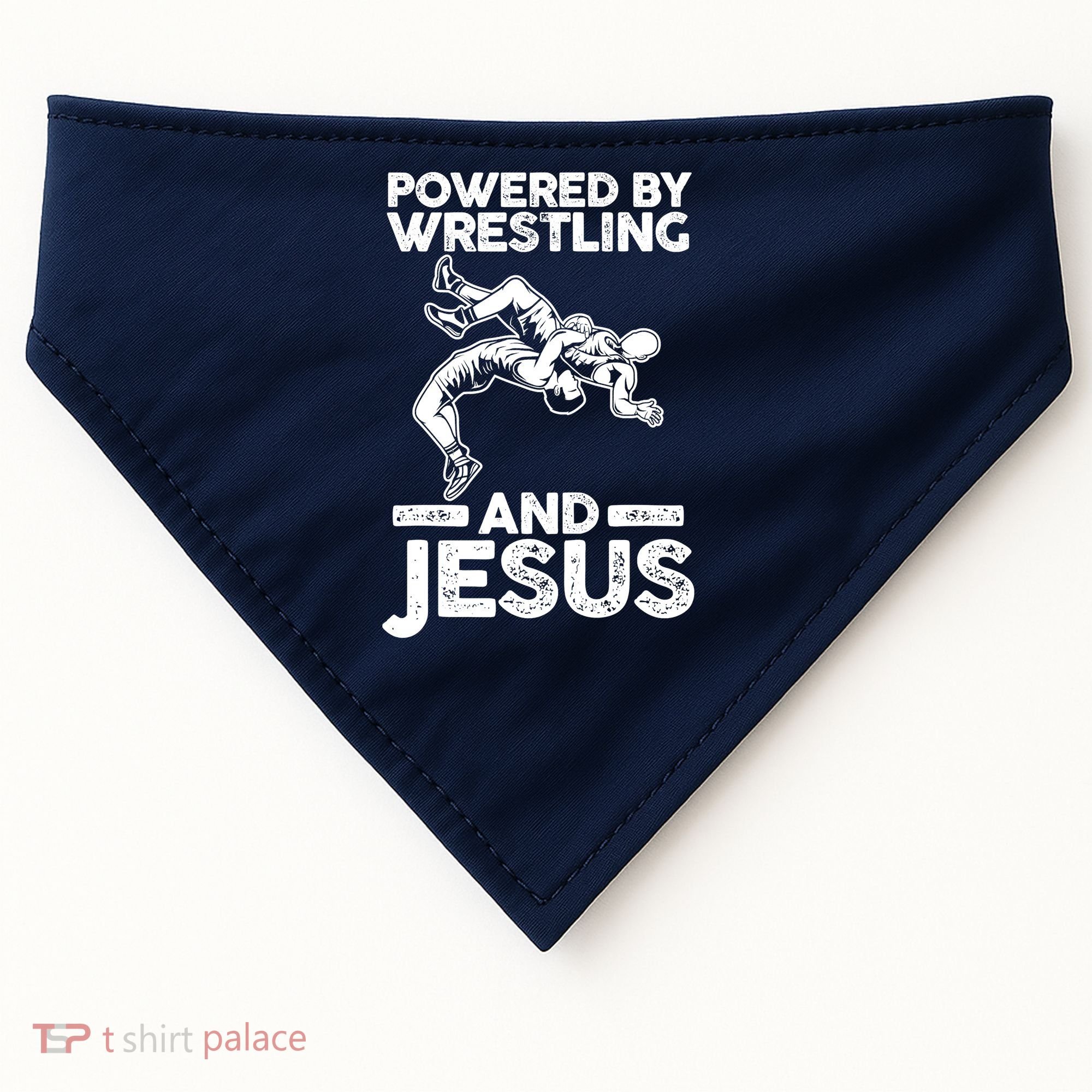 Powered By Wrestling And Jesus USA-Made Doggie Bandana