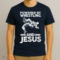 Powered By Wrestling And Jesus T-Shirt thumb 3