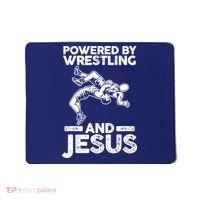 Powered By Wrestling And Jesus Mousepad thumb 0
