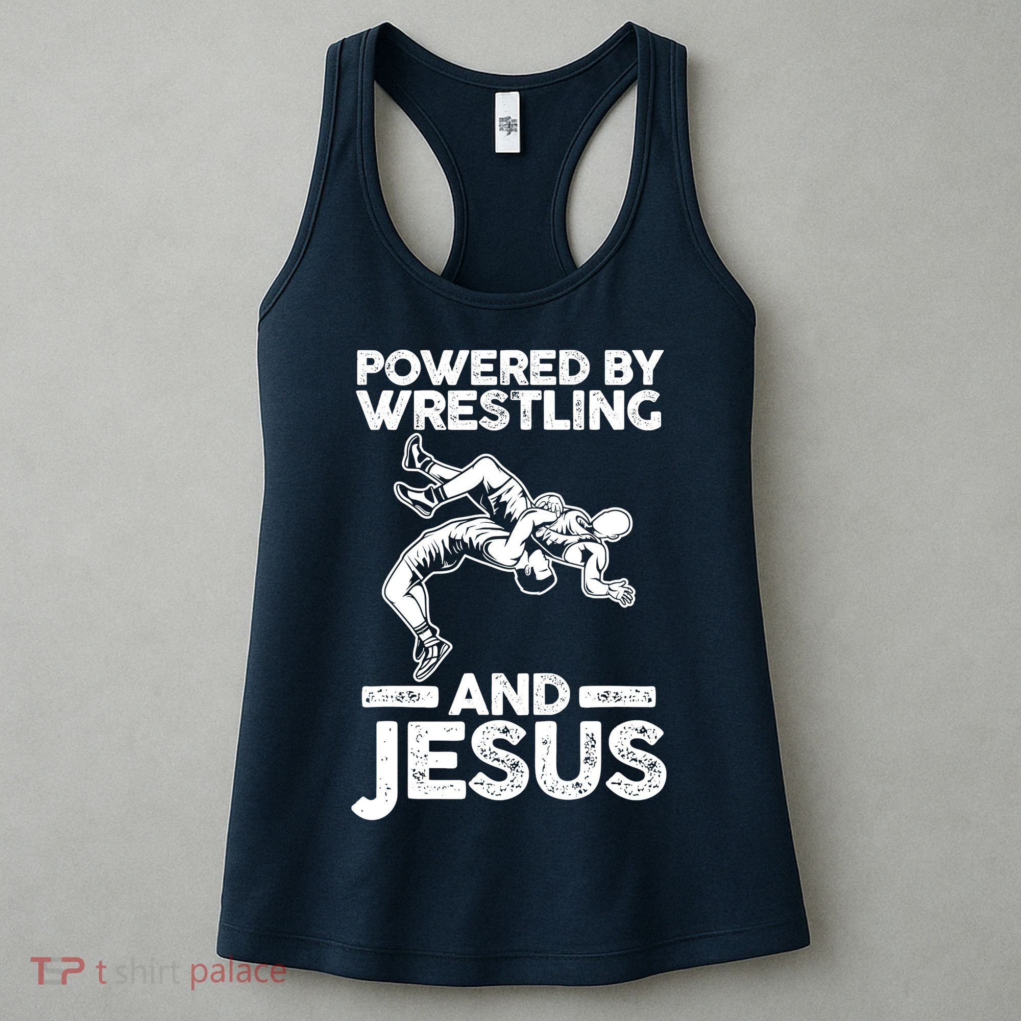 Powered By Wrestling And Jesus Women's Tank Top
