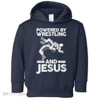 Powered By Wrestling And Jesus Toddler Hoodie thumb 0