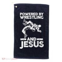 Powered By Wrestling And Jesus Golf Towel thumb 0