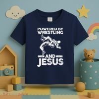 Powered By Wrestling And Jesus Toddler T-Shirt thumb 3